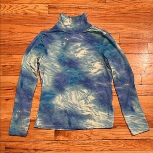 Blue Green Teal Super Soft Gradient Dyed Turtleneck Top